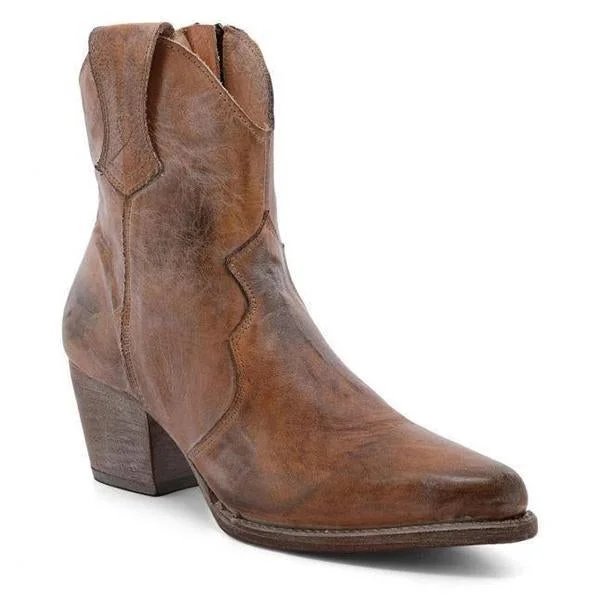 Middle Heel Coarse Heel Plain Zipper Pointed Head Boots
