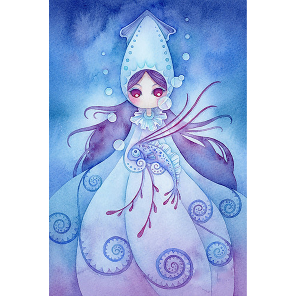 

30*40CM - Round Drill Diamond Painting - Dress Moon Girl, 501 Original