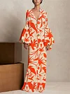 Loose Printed Flared Sleeves Maxi Dresses