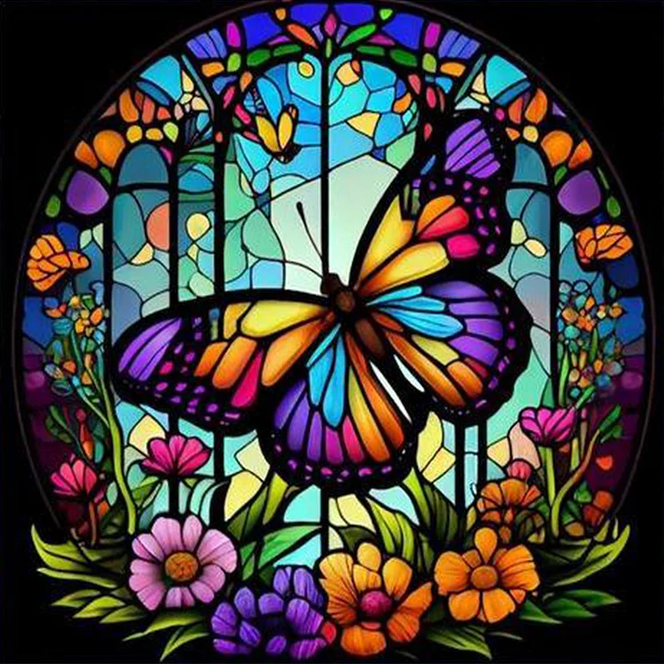 Stained Glass Butterfly - Full Round - Diamond Painting (30*30cm)