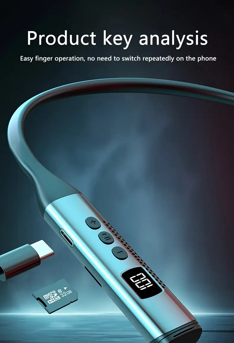 outdoor sports headphones new wireless earphones in 2025 hung on the neck neck hanging style suitable for exercise in ear type with ears the neck ring bent at will ultra long and large capacity battery suitable for running exercise calls music and games Product details 11