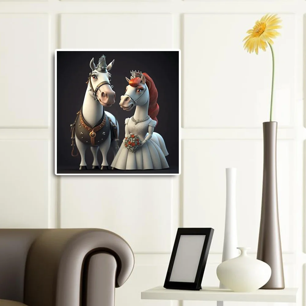 Full Round Diamond Painting 30*30cm - Wedding Animals - Horse