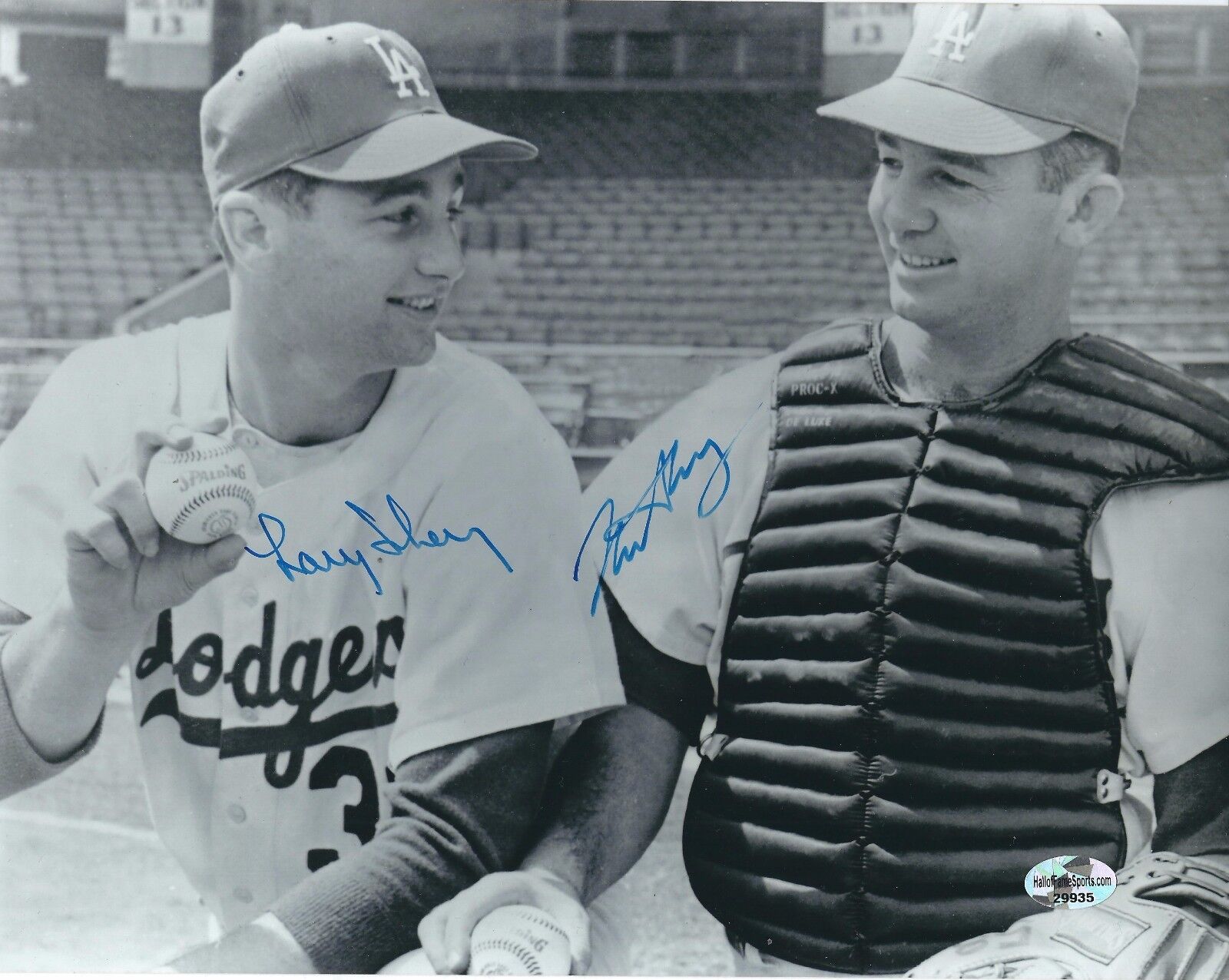 Autographed LARRY SHERRY & NORM SHERRY Los Angels Dodgers 8x10 Photo Poster painting- COA