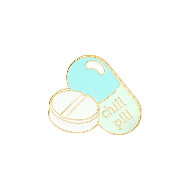 Cartoon Style Pin Capsule Medicine Bottle Alloy Stoving Varnish Unisex Brooches