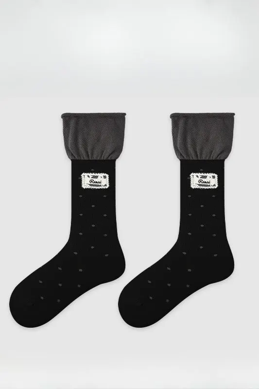 Edgy Harajuku Letter Slouchy Mid-Calf Socks