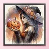 Pumpkin Witch-11CT Stamped Cross Stitch 50*50cm/19.69*19.69in