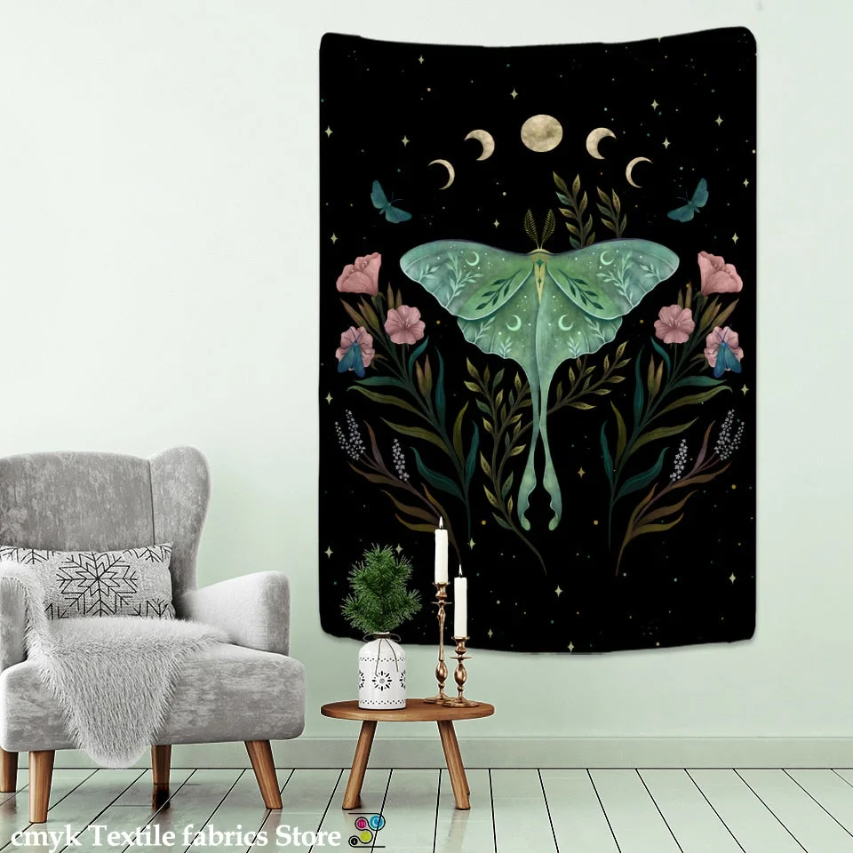 Nordic Psychedelic Butterfly Tapestry Wall Hanging Bohemian Hippie Witchcraft Tarot Science Fiction Room Home Decor
