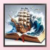 Sailboat In Book-11CT Stamped Cross Stitch 40*40cm/15.75*15.75in tapestrymarket