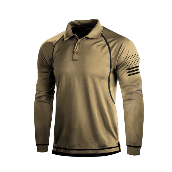 ESSENTIAL 1/4 BUTTON RAGLAN LONG SLEEVE POLO SHIRT