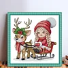 Elk Sled Girl-14CT Stamped Cross Stitch 31*31cm/12.2*12.2in