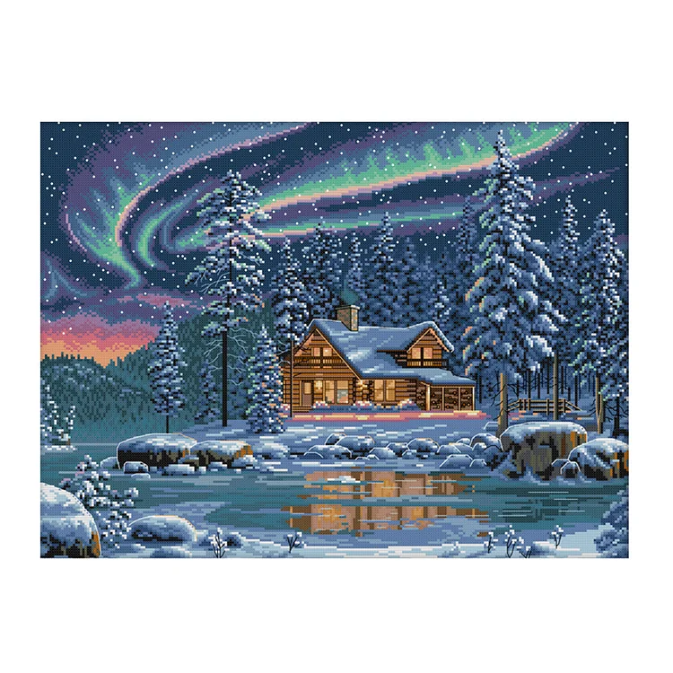Scenery Landscape Lights 14CT Printed Cross Stitch Kits (55*43CM) fgoby