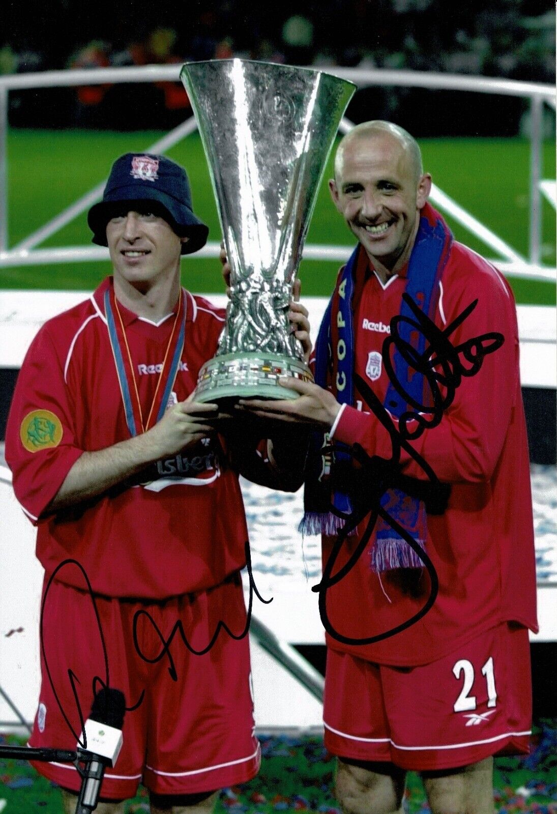 Robbie Fowler & Gary McAllister SIGNED 12X8 Photo Poster painting Liverpool FC AFTAL COA (1691)