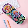 (US Local)Rose Pattern DIY Diamond Pencil Case Pens Brushes Accessories Travel Pencil Box