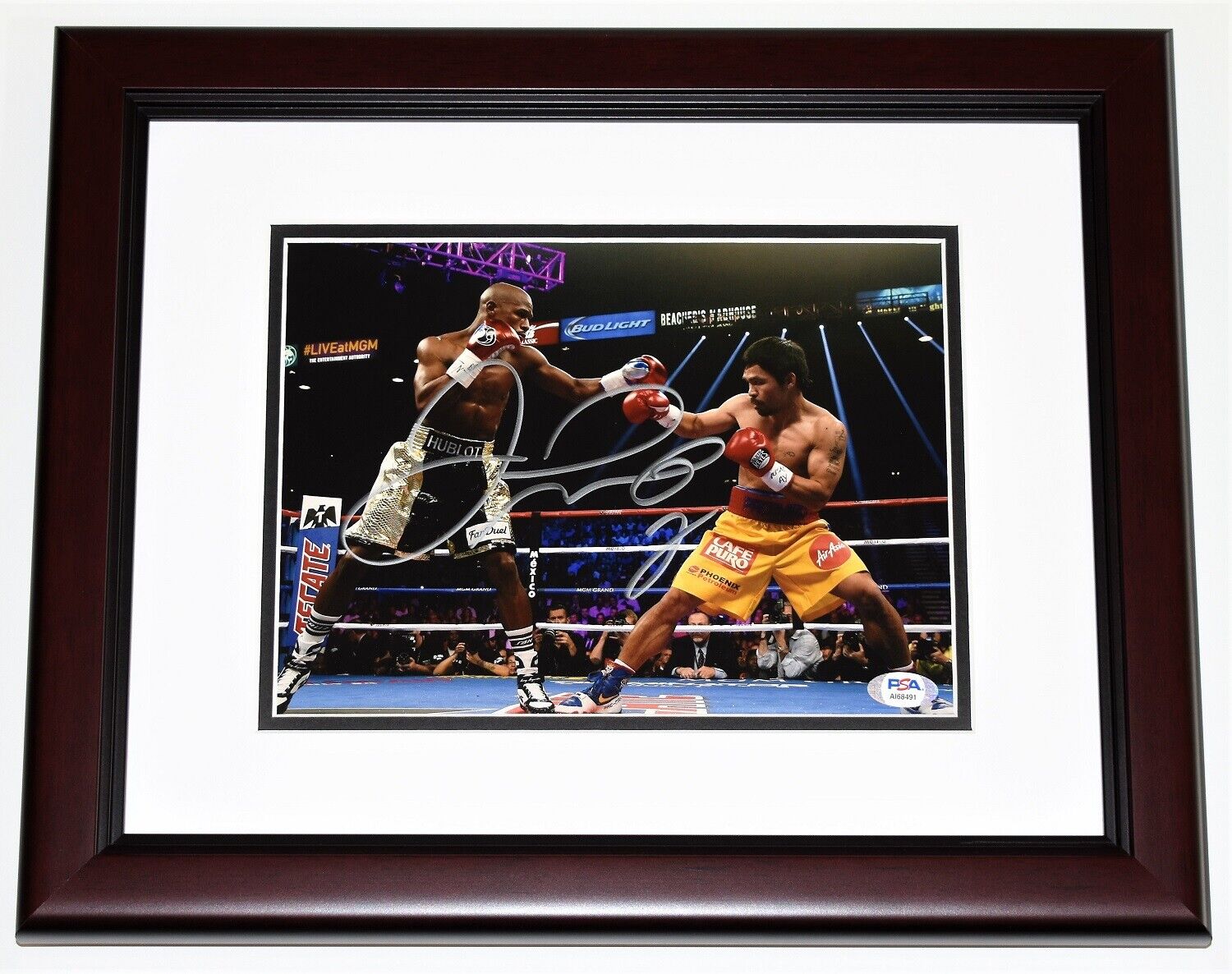 Floyd Mayweather Jr. Signed 8x10 Photo Poster painting MAHOGANY FRAME vs Pacquiao + PSA/DNA COA