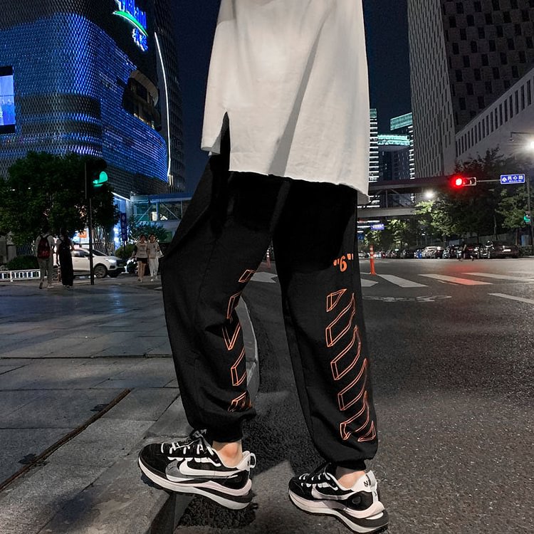 Off White Pants Loose Casual Pants Fleece-Lined Thickened Ow Trousers