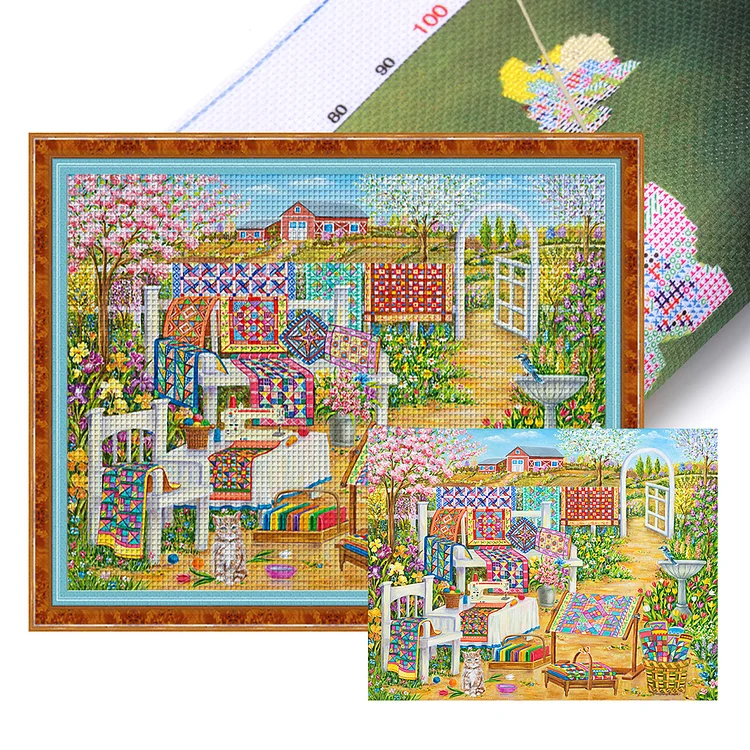 Embroidery Scene In The Courtyard (60*50cm) 11CT Stamped Cross Stitch gbfke