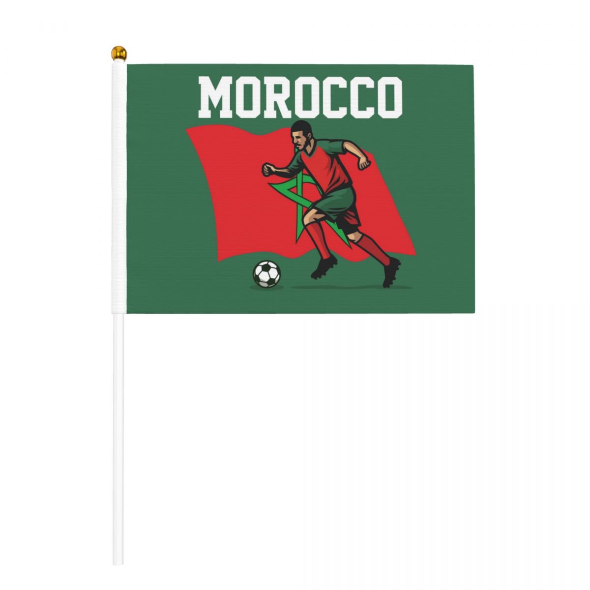 Morocco Soccer Player Small Stick Mini Hand Held Flags