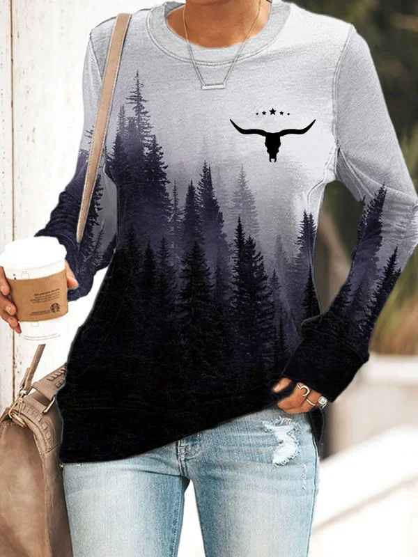 Women's Vintage Western Bullhead Casual Sweatshirt