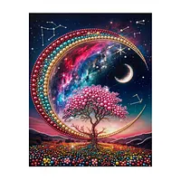 Crescent Galaxy Pink Tree - Pearls Painting