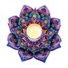 DIY Purple Lotus Diamond Painting Candle Holder