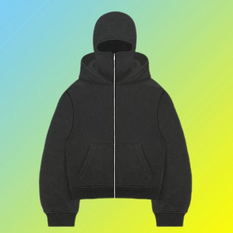 Athvotar Athvotar And Winter Personality Double Hat Design Hoodie Zipper Open Shirt Casual Coat Y2K