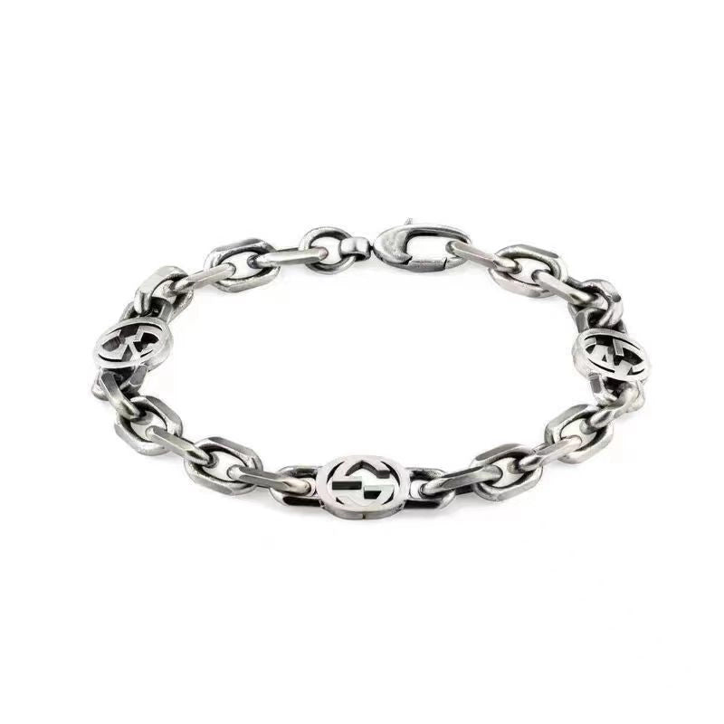 High Version Retro Plus 3G Letter Bracelet Pure White Copper Light Luxury Couple Men’s And Women’s Valentine’s Day Gift Factory Outlet