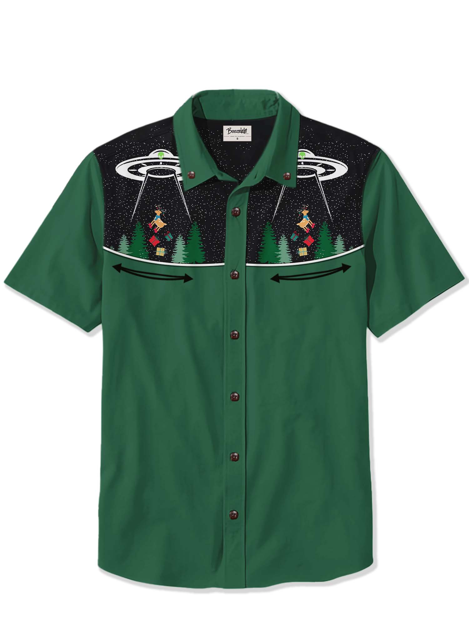 Christmas UFO Captures Elk On Christmas Eve - 100% Cotton Shirt