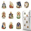 10PCS DIY Pearl Diamond Painting Christmas Fridge Magnets, Sparkling Rhinestone Refrigerator Magnet Craft Kit for Home Decor & Gifts