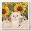 Diamond Painting -DIY Round Partial AB Drill Sunflowers Cat(45x45cm)