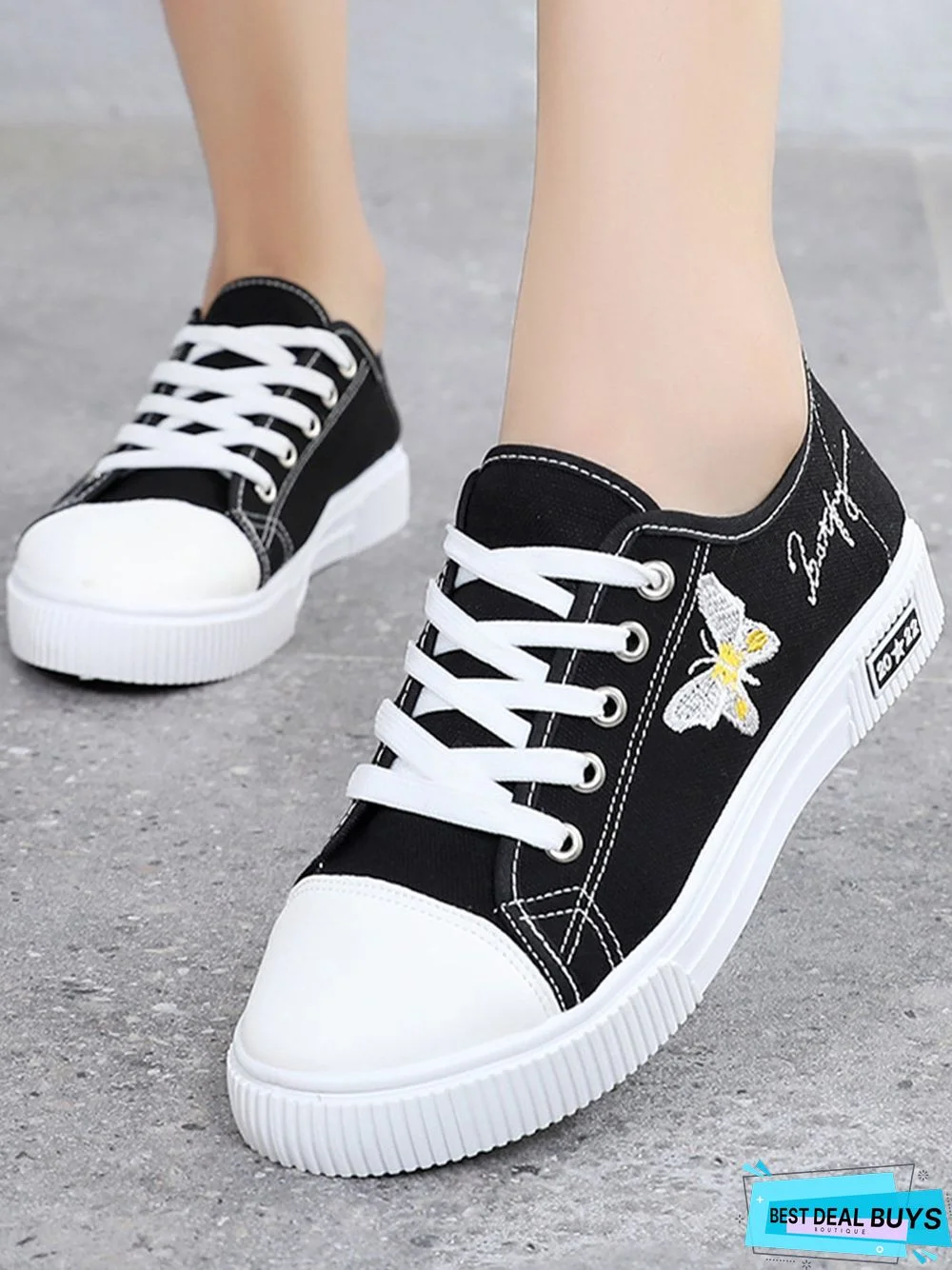 Butterfly Embroidered Breathable Sneakers