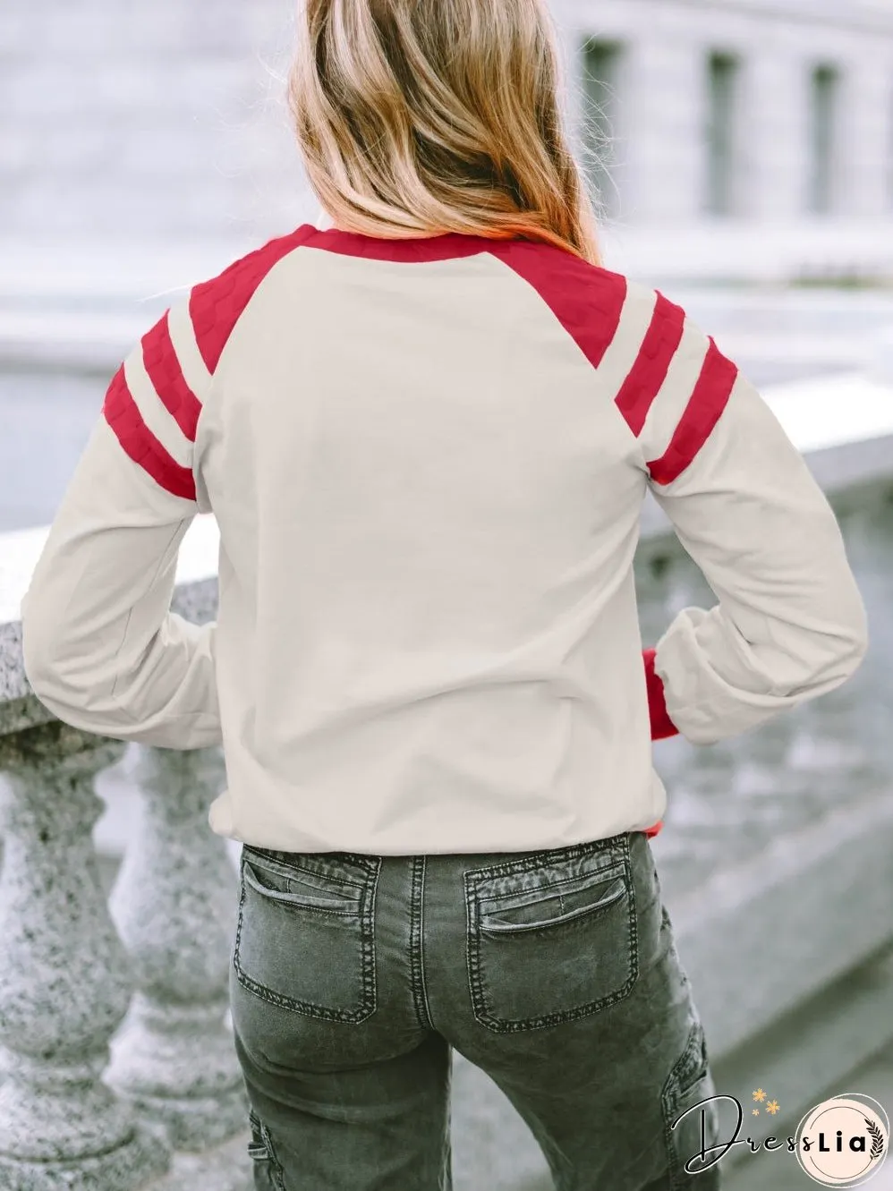 Cozy Apricot Color Block Long Sleeve Knit Top