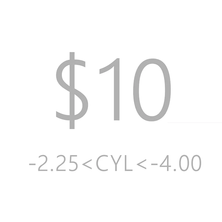 Astigmatism CYL > 2.00 Customized Prescription Lenses Extra Cost Use Only