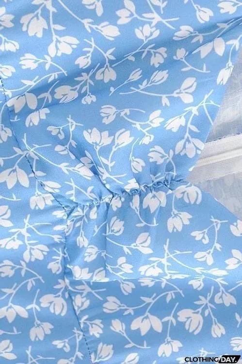 Print Slit Short Sleeve Dress