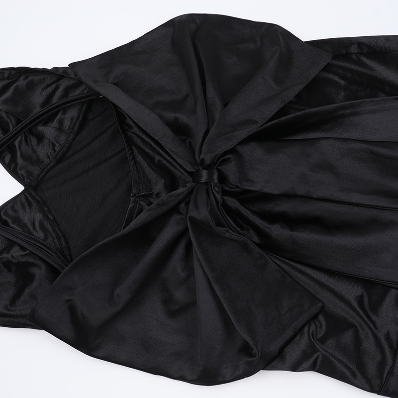 Ootddress Bow Backless Sexy Maxi Dress For Women Satin Spaghetti Strap V Neck Sleeveless Sexy Club Party Long Dress Elegant