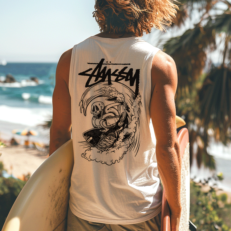 Stylish Graphic Tank Top For Summer Beach Adventures / TECHWEAR CLUB / Techwear