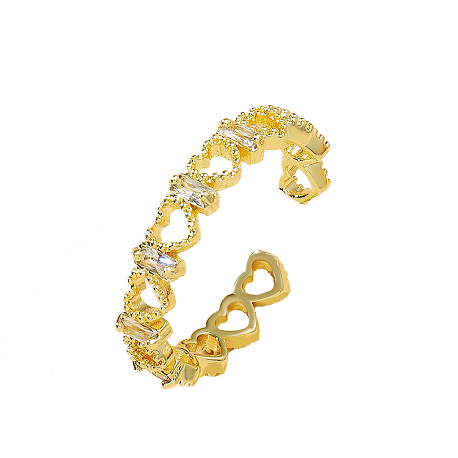 Skeleton Heart Zirconia Gold Plated Ring