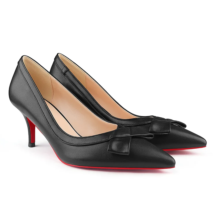 60mm Kitten Heels Red Bottom Bowknot Pumps Summer Daily Matte VOCOSI VOCOSI