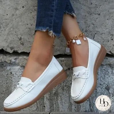 Weave Wedge Heeled Loafers