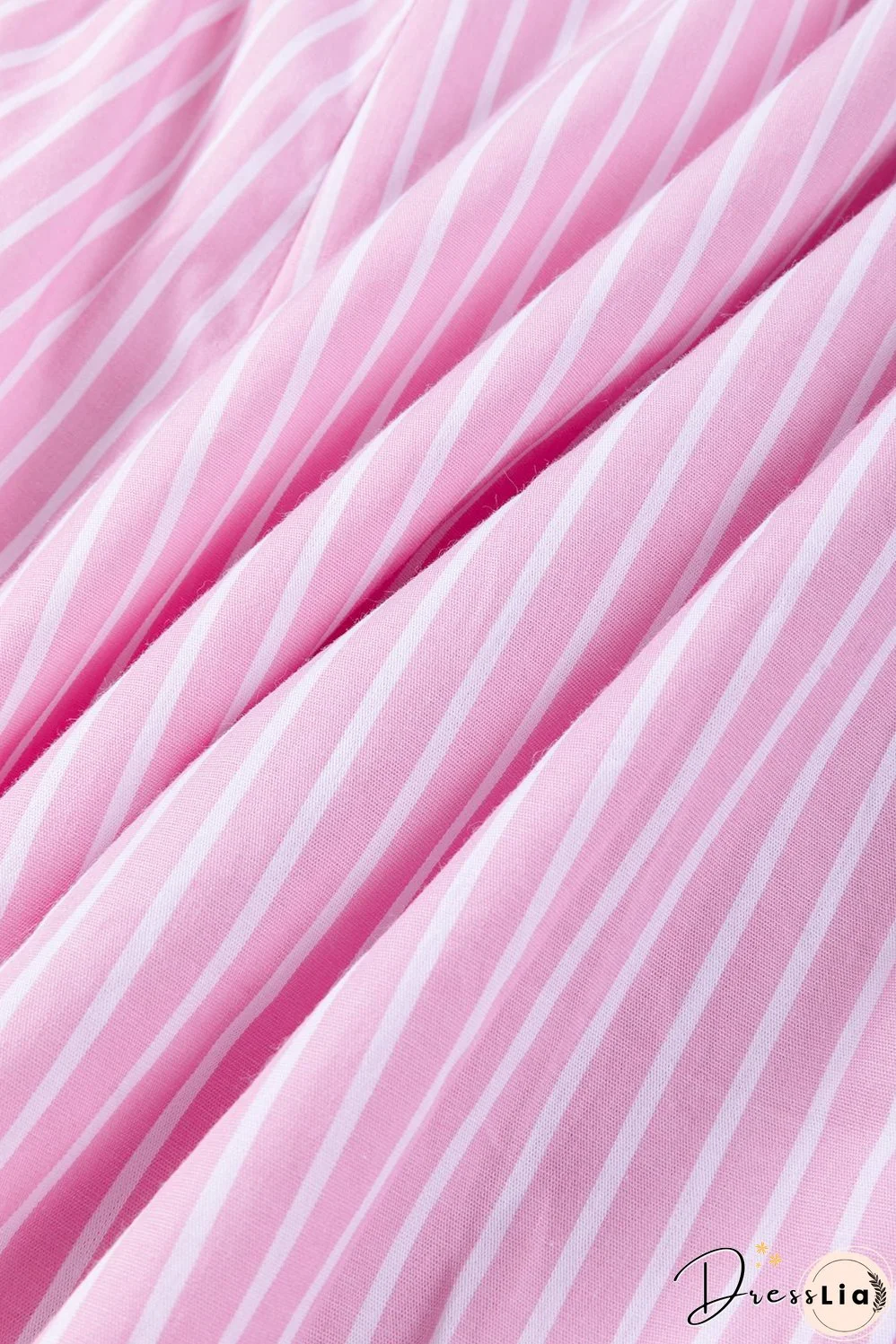 Pink Stripe Pinstriped Ruffled Hem Sleeveless Mini Flared Dress