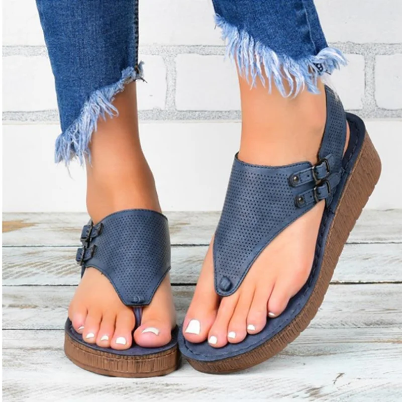 Women's low-heel buckle rubber sandals