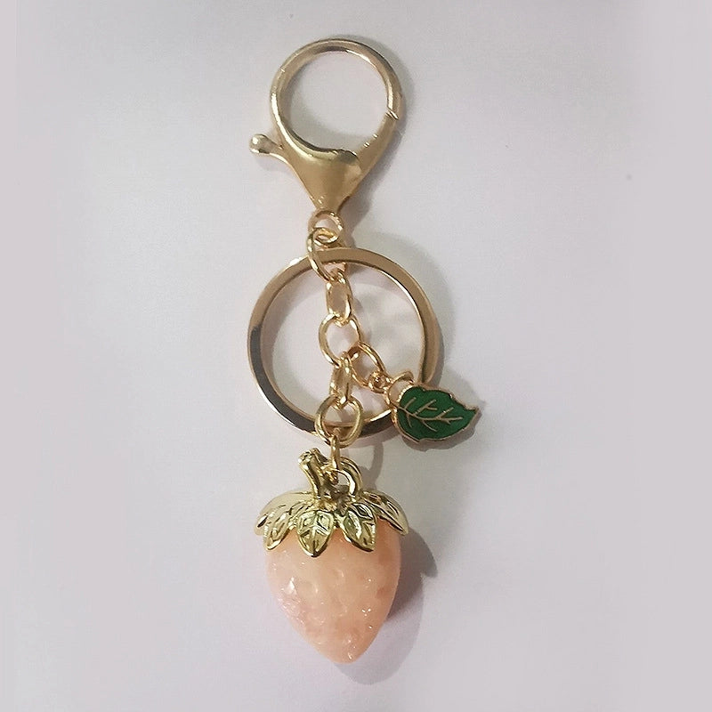 Pastoral Strawberry Alloy Resin Keychain