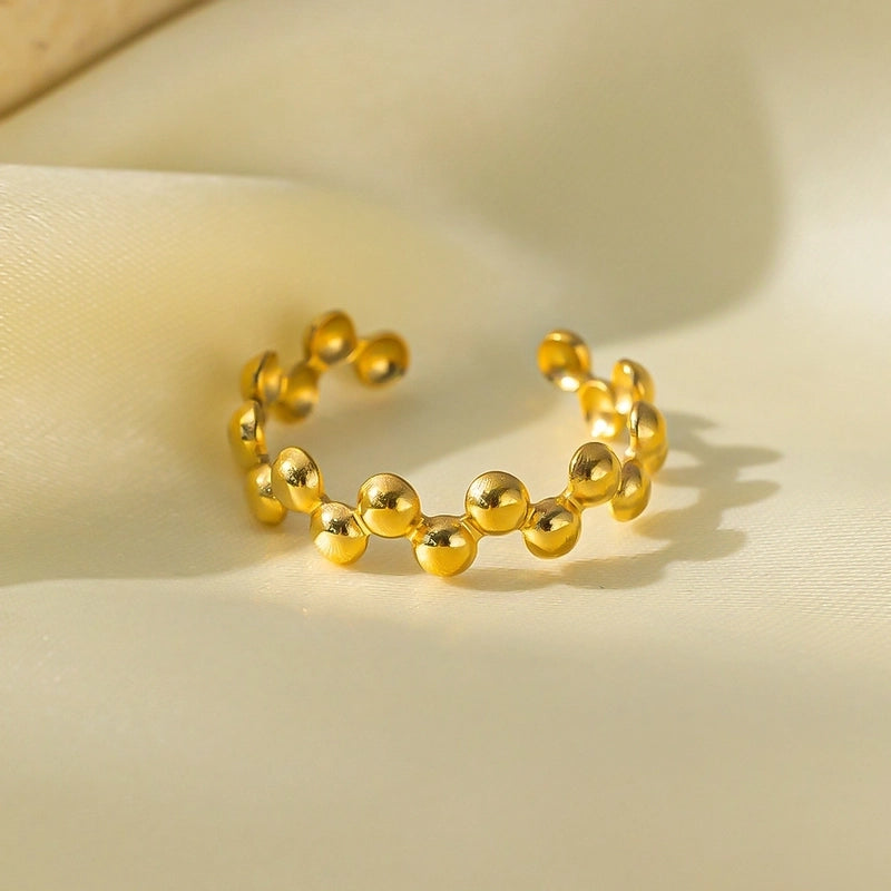 Elegant Streetwear Waves Heart Shape Flower Titanium Steel Irregular Plating Open Rings