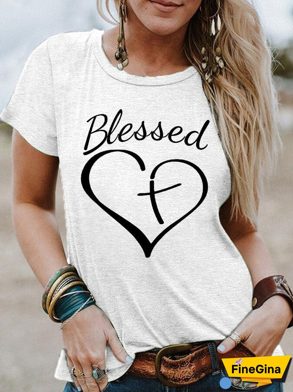 Women's Blessed Print Tee Shirt