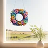 (US Local)2D Flat DIY Flowers Hanging Mirror Diamond Art Kits Wall Door Decoration