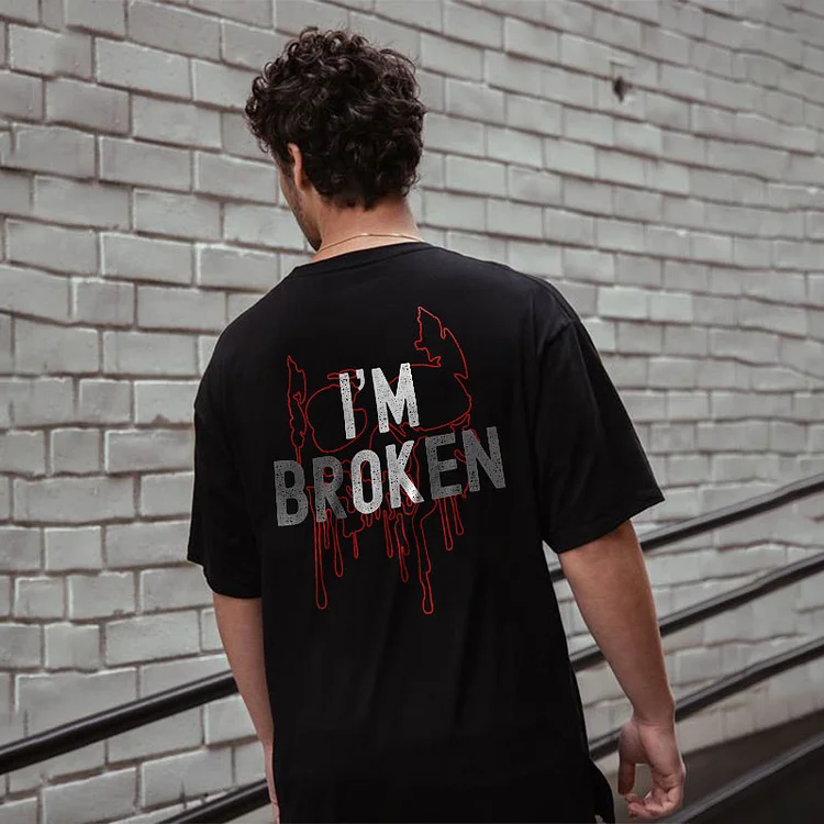 I'M Broken Skull Print T-Shirt