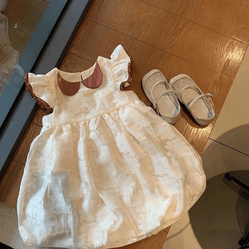 Girl Princess Vintage Lace Dress Floral Infant Toddler Child Gauze Vestido Fly Sleeve Birthday Party Wedding Baby Clothes 1-7Y