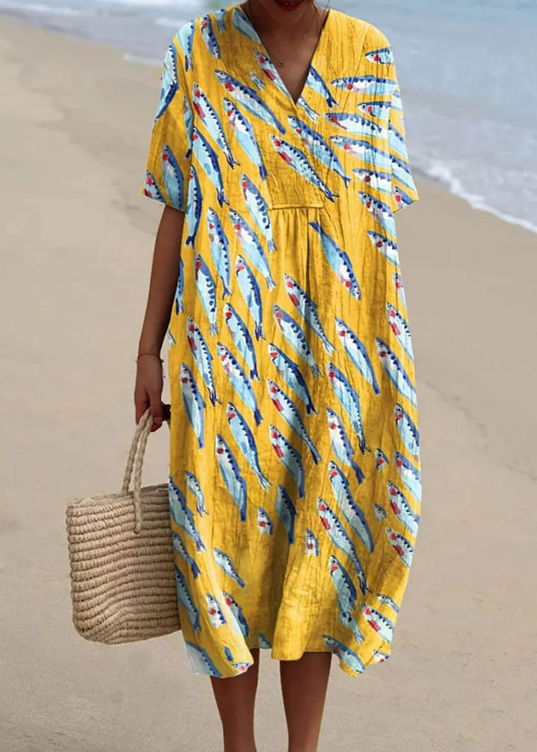 Women's Fish Art Print Casual Dress