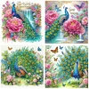 (US Local)4Pack Peacock-Crystal Rhinestone Diamond Painting(30x30cm)