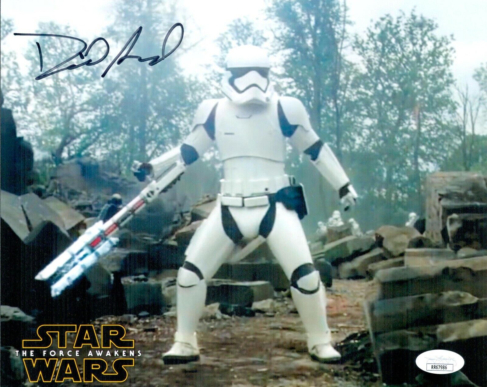 DAVID ACORD Signed 8x10 STAR WARS FORCE AWAKENS Stormtrooper Photo Poster painting Auto JSA COA