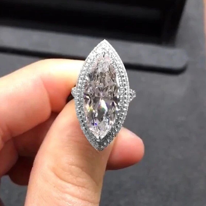 Bling Marquise Cut Cubic Zirconia Women's Ring Wedding Engagement Jewelry-VESSFUL